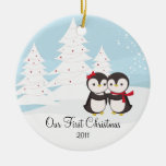 Penguin Couple Love Cute First Christmas Ornament
