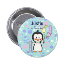Penguin Cutie- Boy First Birthday Pins