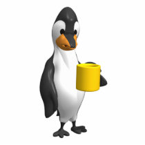 penguin drinking coffee photo cut outs