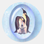 PENGUIN FAMILY BUBBLE by SHARON SHARPE Round Sticker