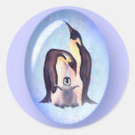 PENGUIN FAMILY BUBBLE by SHARON SHARPE Round Sticker