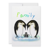 Penguin Family Girl's Invitation