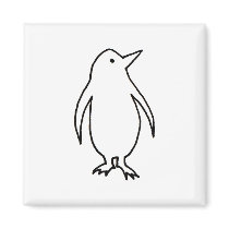 Penguin - fun simple fresh ink line drawing art refrigerator magnet