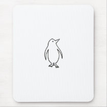 Penguin - fun simple fresh ink line drawing art mouse pads