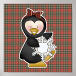 penguin girl holding snowflake print