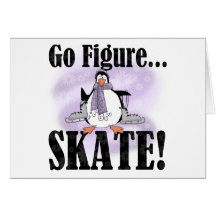 Penguin Go Figure Skate Greeting Card