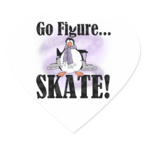 Penguin Go Figure Skate T-shirts and Gifts Heart Stickers