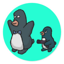 Penguin Hold Up! Round Sticker