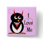 Penguin I LOVE ME Bling buttons