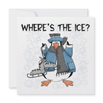 Penguin Ice Skating Tshirts and Gifts Custom Invitations