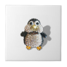Penguin Jewel Add Text  & Choose Colours You Want Ceramic Tile