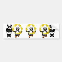 PENGUIN JUGGLING DUCKS PANDA BEAR DISAPPROVING BUMPER STICKER