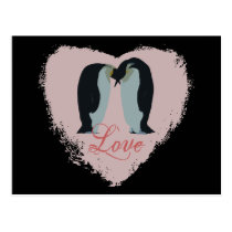 Penguin Love Heart Postcard postcards