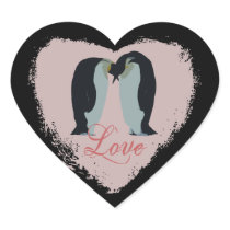 Penguin Love Heart Stickers