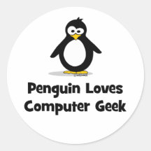 Penguin Loves Computer Geek Stickers