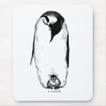 Penguin mother and chick mouse mat