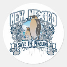 Penguin New Mexico Round Stickers