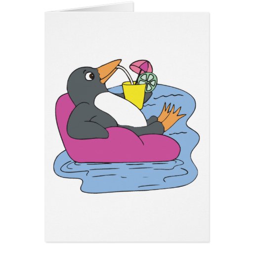 penguin on vacation card