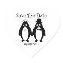 Penguin Save The Date Wedding Announcement Sticker