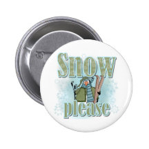 Penguin Ski Snow Please T-shirts and Gifts Pinback Button