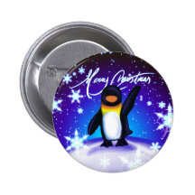 Penguin Stamp Pinback Buttons