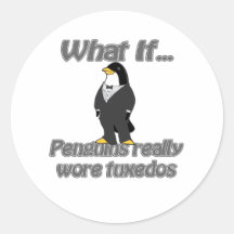 penguin tuxedos round stickers