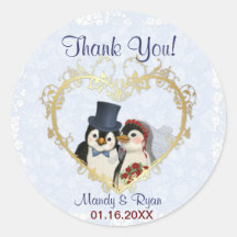 Penguin Wedding Seal- Thank You Sticker