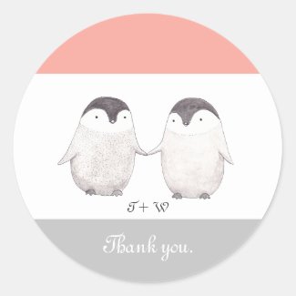 Penguin Wedding Sticker Cute Penguin Custom Favor