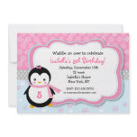 Penguin Winter Custom Birthday Party Invitations