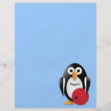 Penguin with a bowling bowl flyer