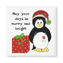 Penguin with a Holiday Message Magnet