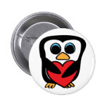 Penguin with Big Red Heart Pins