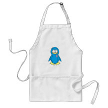 Penguin with Breast Cancer Awareness Pink Ribbon Aprons