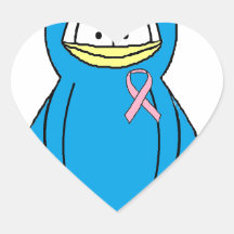 Penguin with Breast Cancer Awareness Pink Ribbon Stickers