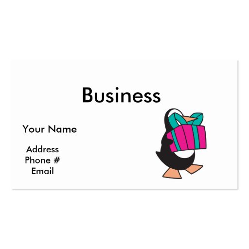 penguin with present business card