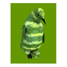 Penguin With Watermelon Postcard