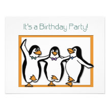 Penguins Birthday Party Invitation