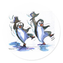 PeNgUiNs DaNciNg Round Sticker