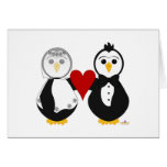 Penguins Getting Married Holding A Heart Greeting Cards