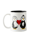 Penguins Getting Married Holding A Heart mugs