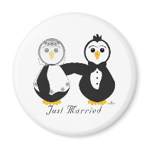 Penguins Getting Married Just Married Fridge Magnet