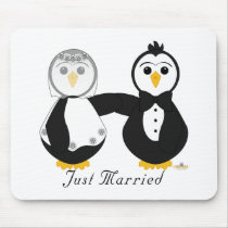 Penguins Getting Married Just Married Mouse Pads