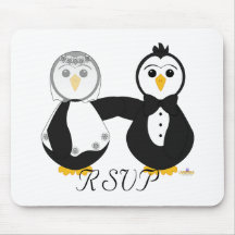 Penguins Getting Married RSVP Mouse Mat