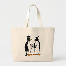 Penguins Graduation Cartoon Tote Bag