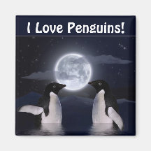 PENGUINS & MOON Wildlife-lover Art Magnet
