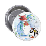PENGUIN'S SERENADE , white blue red black Button