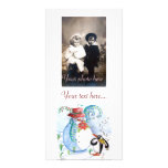 PENGUIN'S SERENADE , white blue red black Photo Card Template