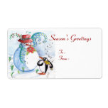 PENGUIN'S SERENADE , white blue red Shipping Labels