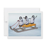 Penguins Sled Custom Invitation