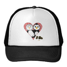 Penguins Wedding Lace Heart I Do Hat
